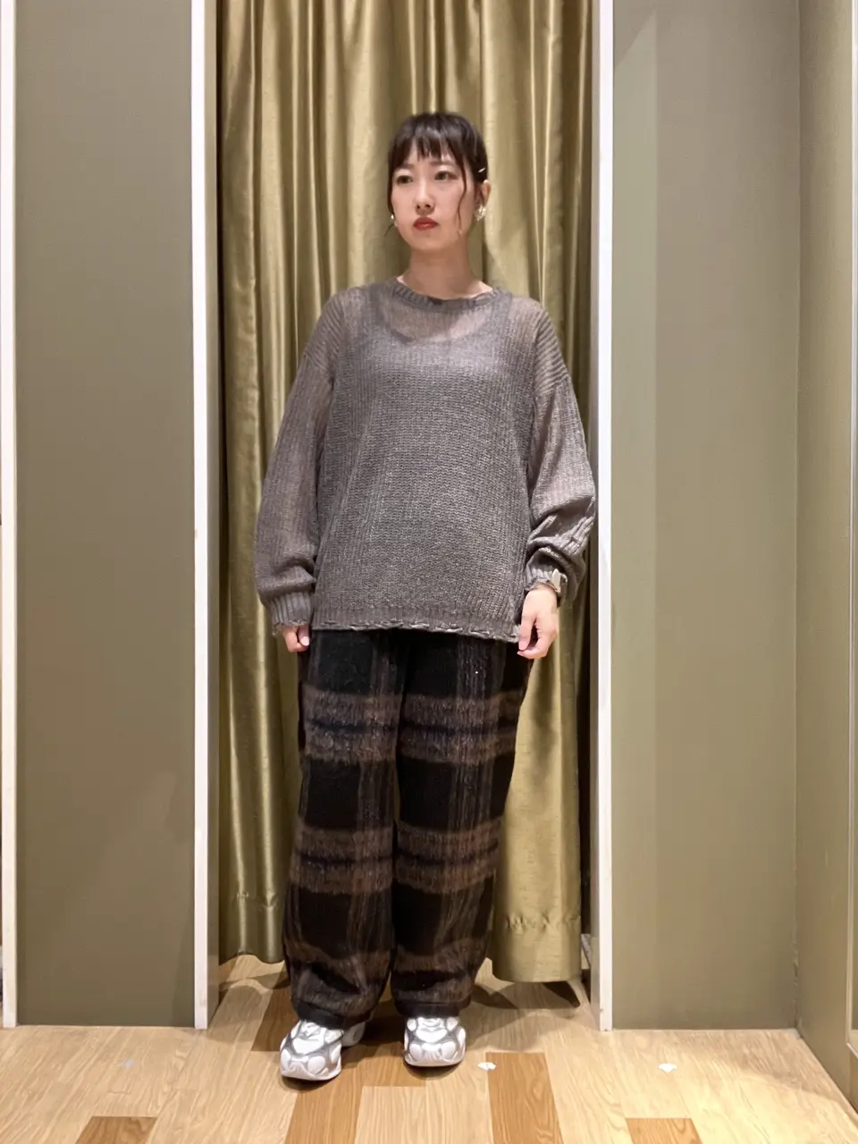 □WITH KURUMI NAKATA チェックコクーンパンツ/Green Parks（グリーン