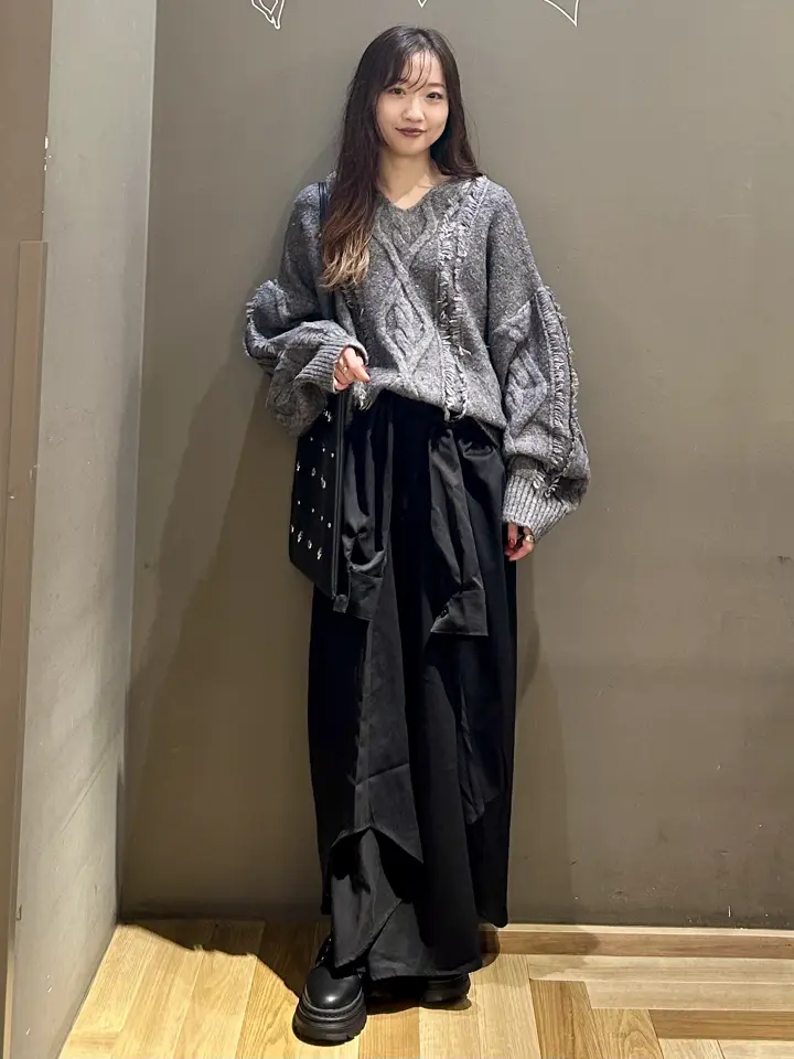 □ESCAR フリンジケーブルポップコーンニット/Green Parks（グリーン