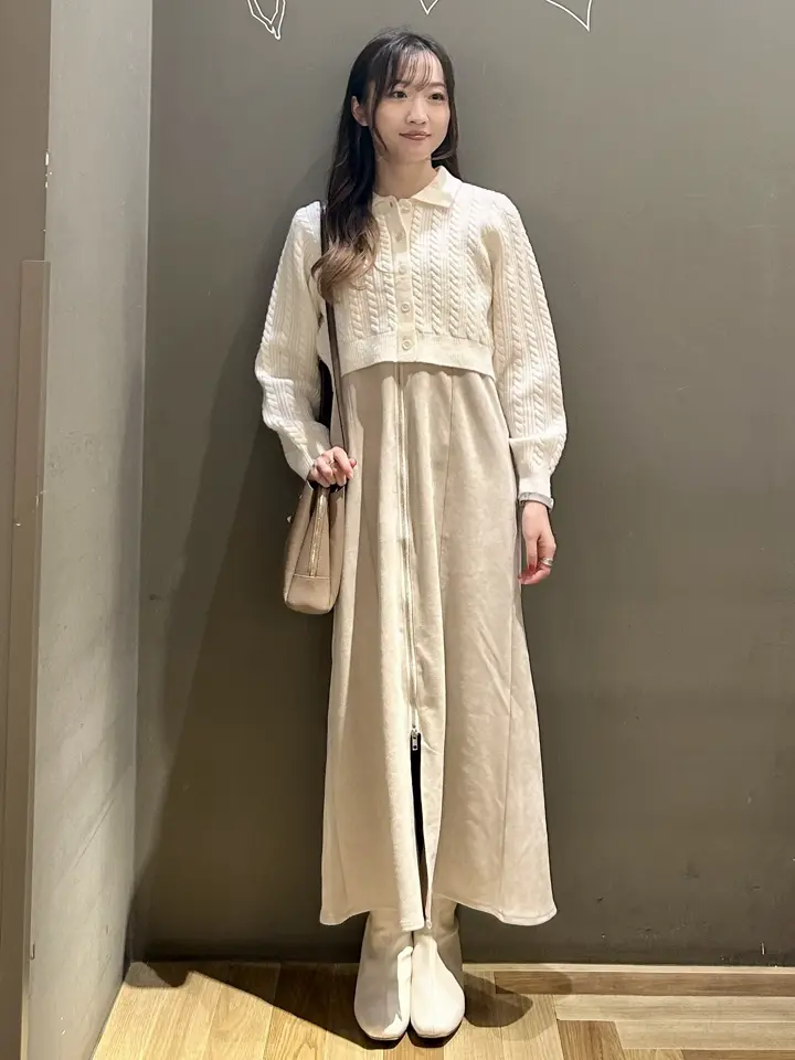 襟付きケーブルニットジャケット/earth music&ecology（アース