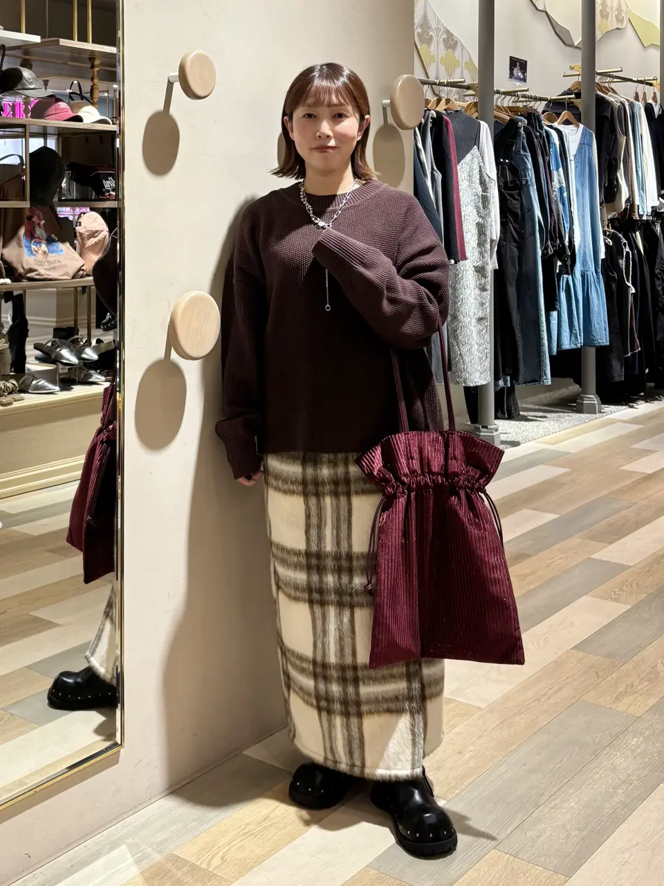 madder madder チェックラップスカート 赤チェック マダマダ DERA