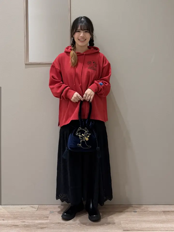 ライトグリーンベロア♡アンブレラ刺繍のヨーロピアンなワンハンドル巾着バッグ♡ FANTASIA/刺繍ベロアミニバッグ/Green Parks（グリーン パークス）の