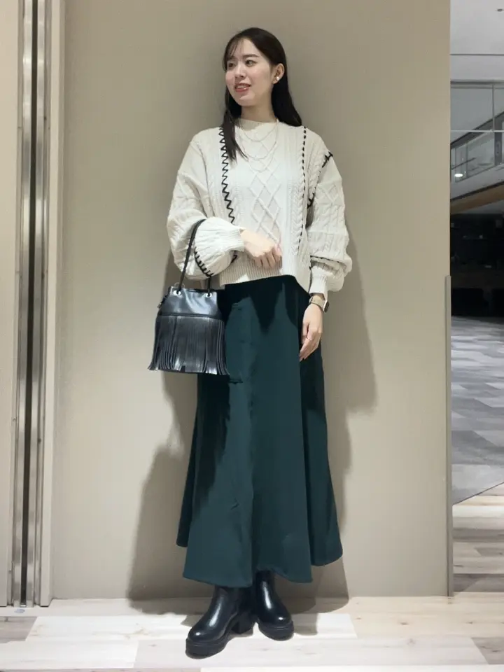 ELENCARE DUE サイドポケットフレアスカート/Green Parks（グリーン