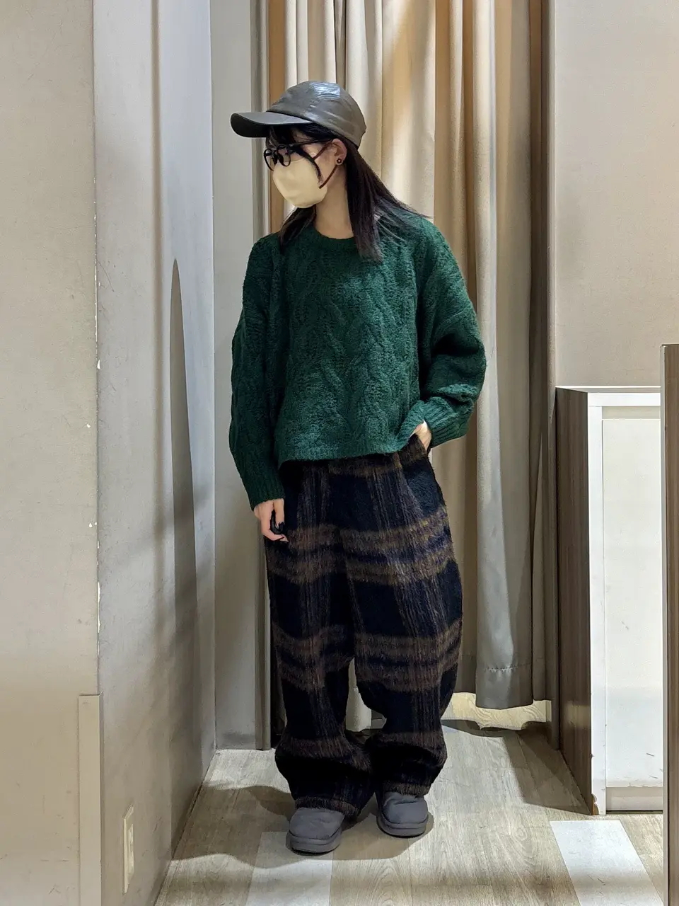 □WITH KURUMI NAKATA チェックコクーンパンツ/Green Parks（グリーン