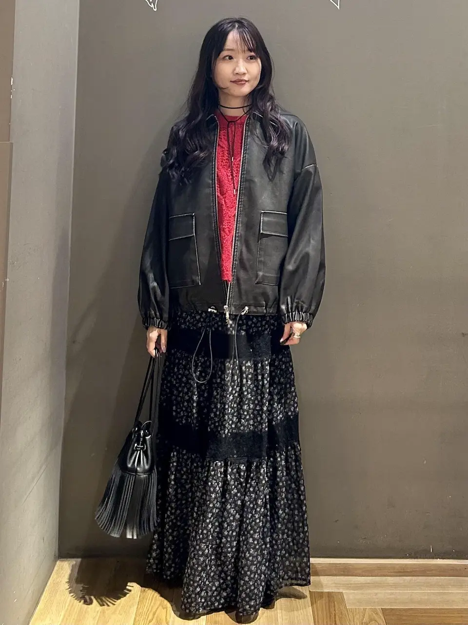 レースドッキング花柄ティアードスカート/Green Parks（グリーン