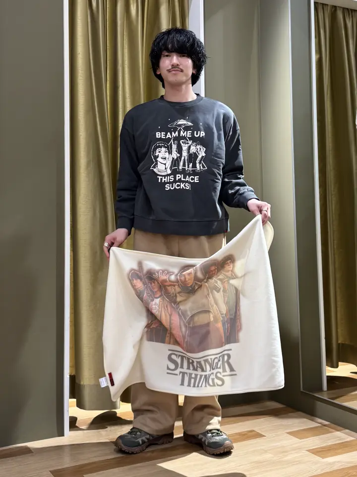 ストレンジャー・シングス フリースブランケット □STRANGER THINGS×MINNETONKA フリースブランケット/Green Parks