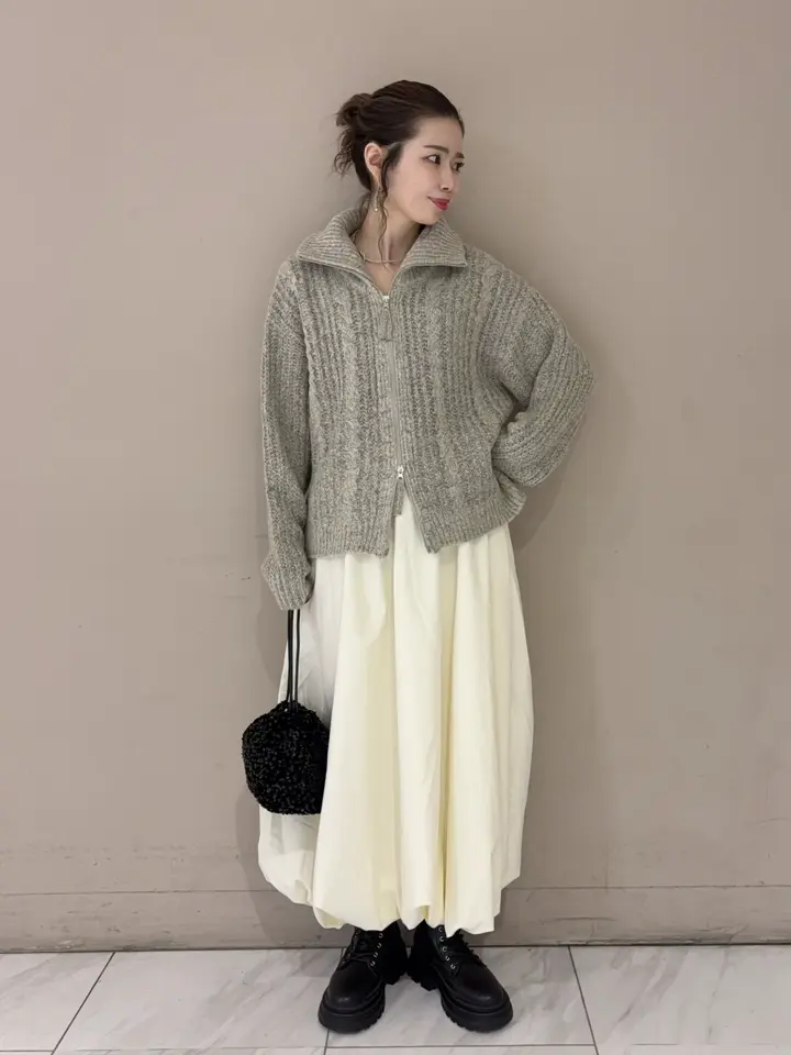 衿付きケーブルzipカーディガン/Green Parks（グリーン パークス）の