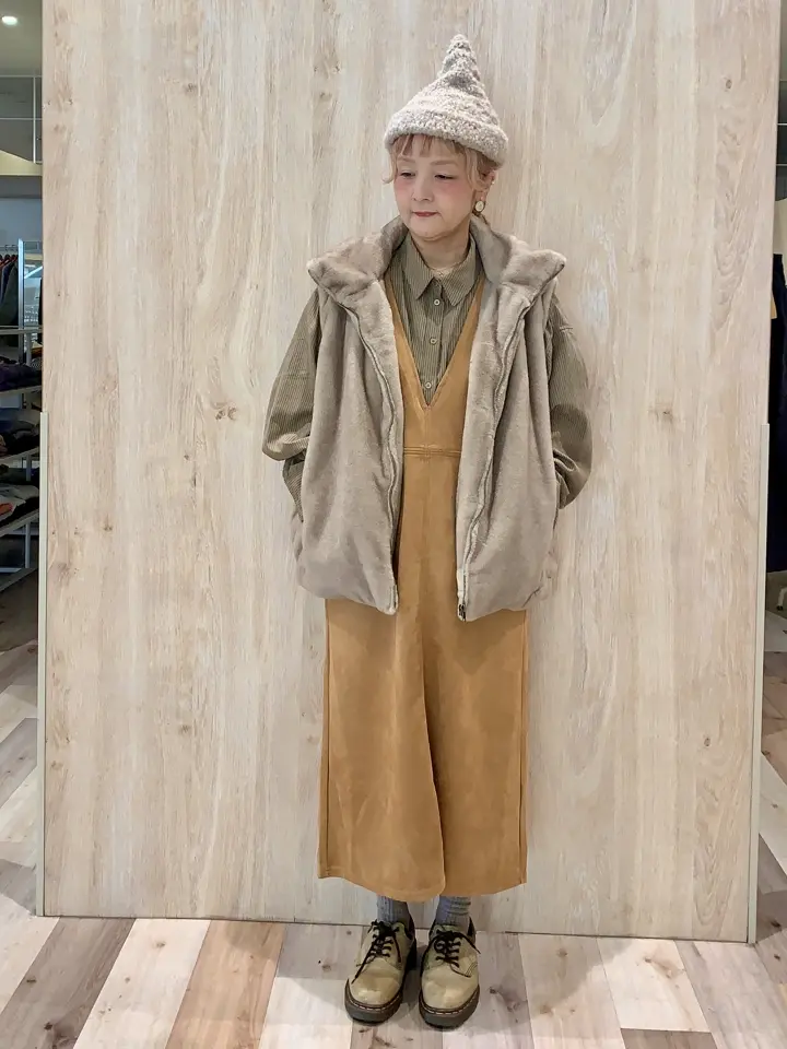 スタンドカラーZIPファーベスト/Green Parks（グリーン パークス）の