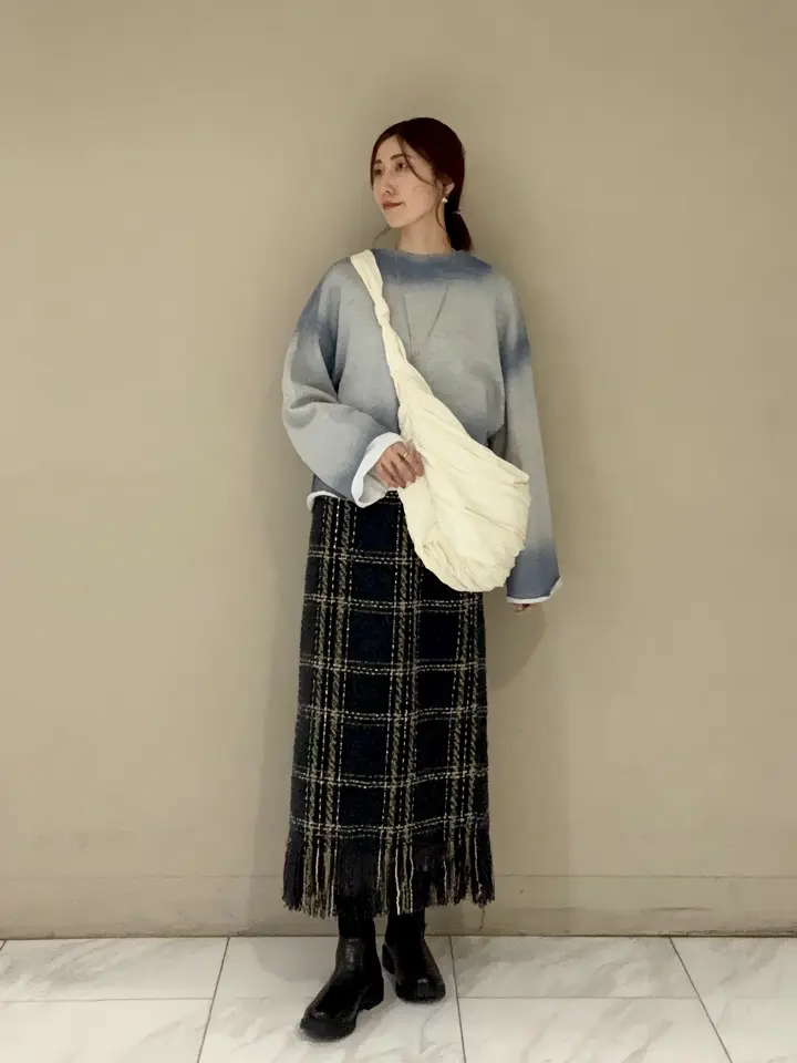 SUGAR SPOON チェックフリンジスカート/Green Parks（グリーン