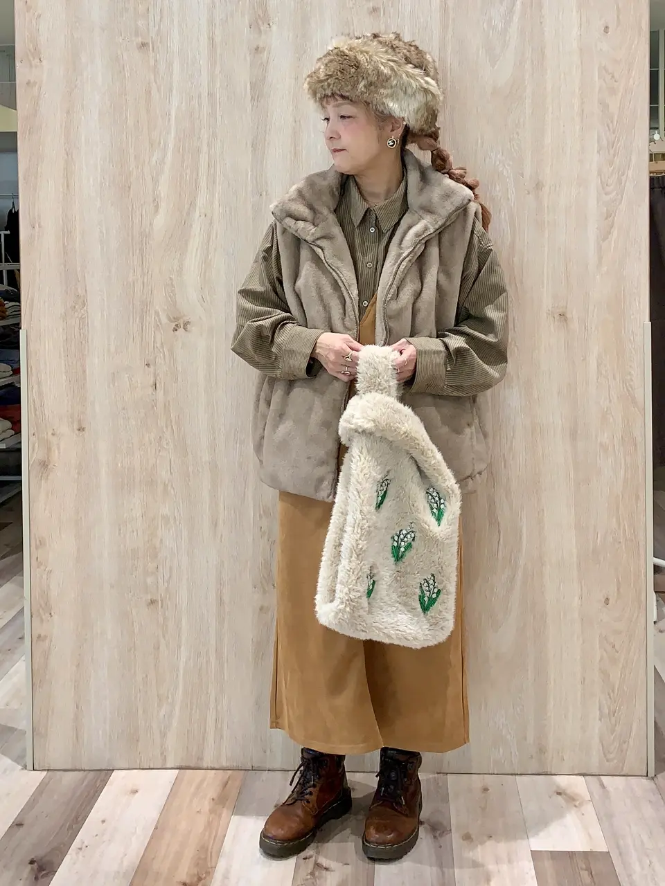 スタンドカラーZIPファーベスト/Green Parks（グリーン パークス）の