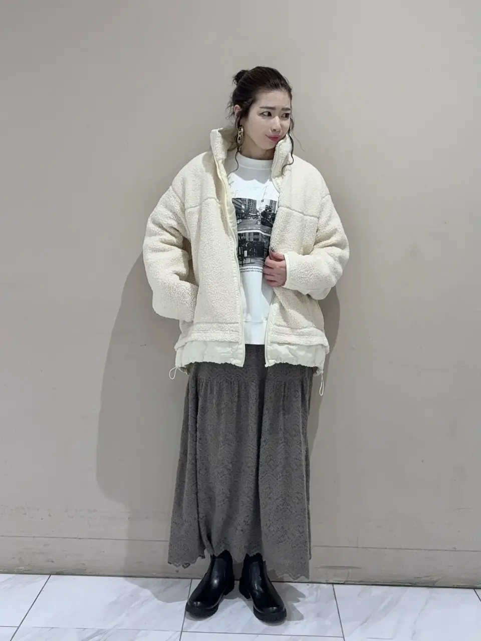 異素材コンビスタンドボアブルゾン/Green Parks（グリーン パークス