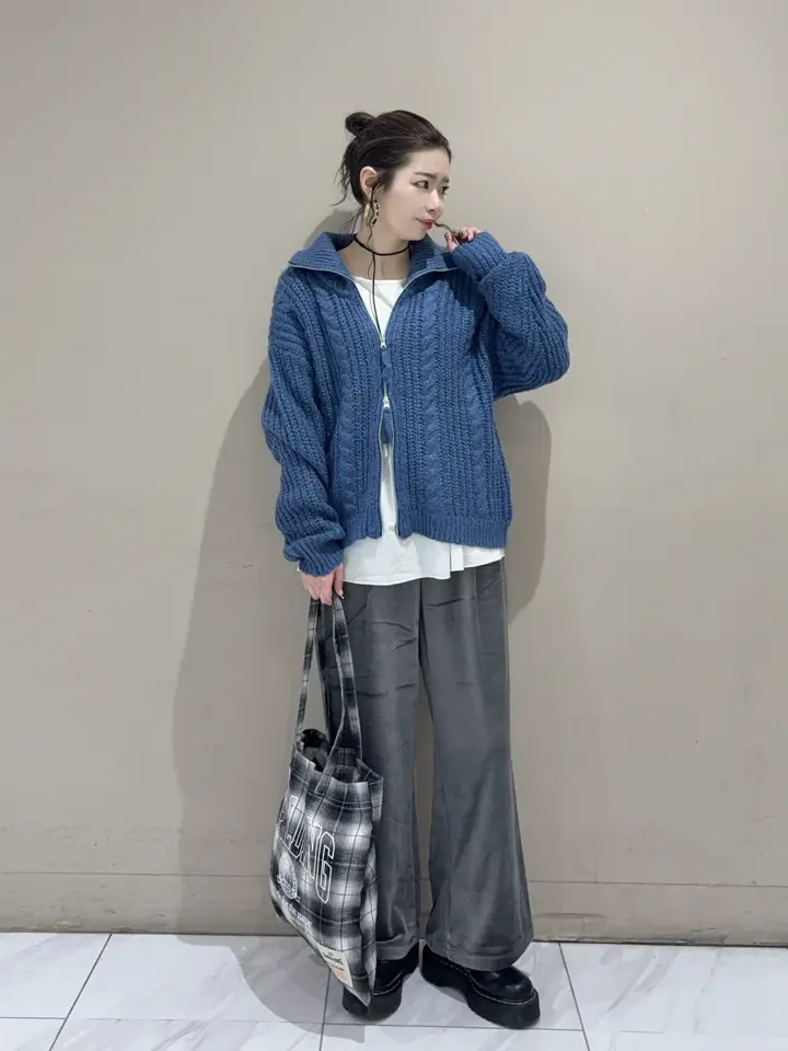 衿付きケーブルzipカーディガン/Green Parks（グリーン パークス）の