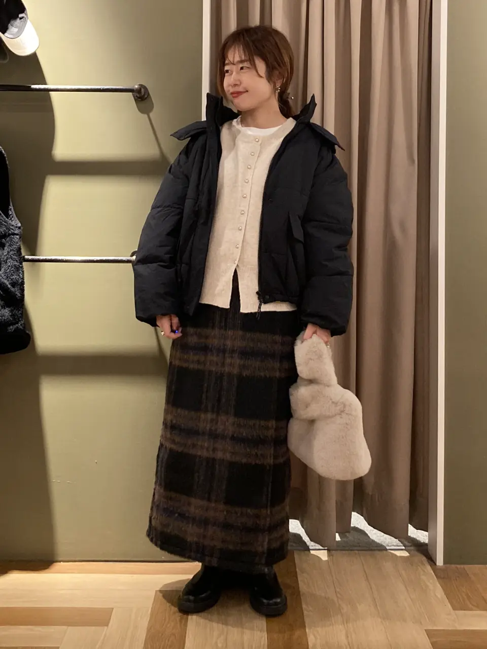 □WITH KURUMI NAKATA チェックラップスカート/Green Parks（グリーン