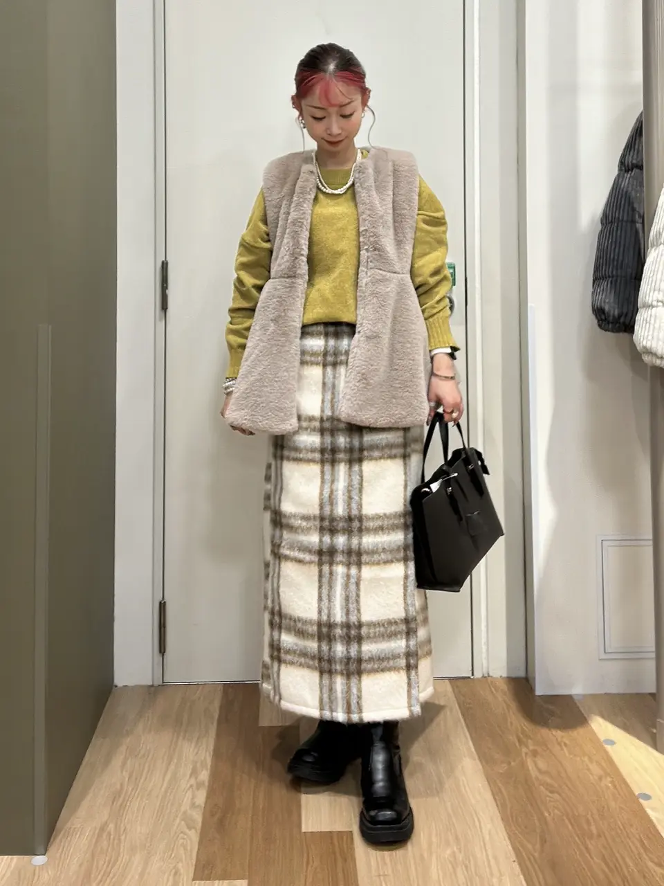 □WITH KURUMI NAKATA チェックラップスカート/Green Parks（グリーン