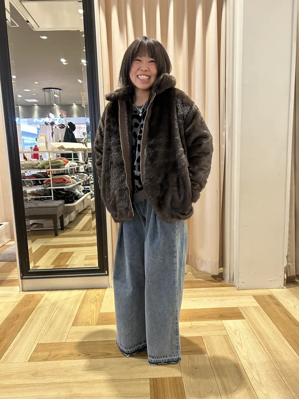 furry rate レオパードジャカードニット/Green Parks（グリーン