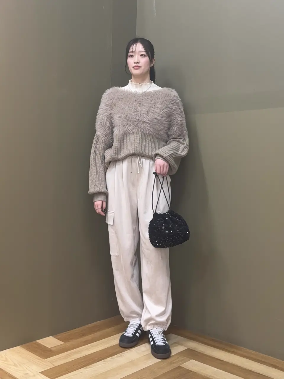 OTO.HA.ベロアスパンコールショルダーバック/Green Parks（グリーン