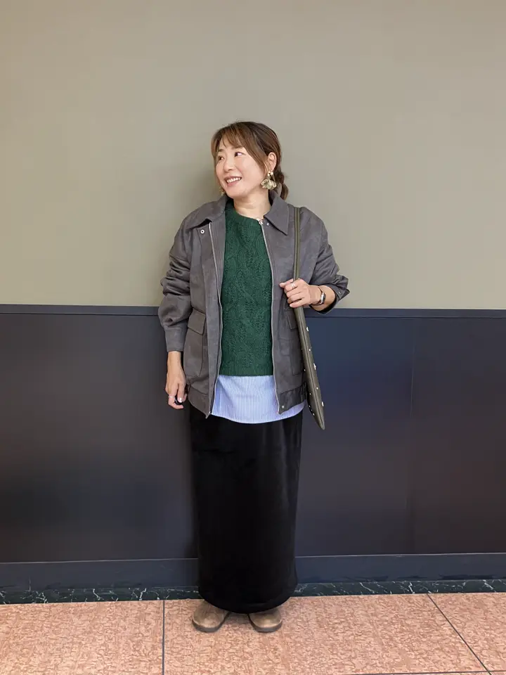 ぽかぽか裏起毛ベロアIラインスカート/Green Parks（グリーン パークス