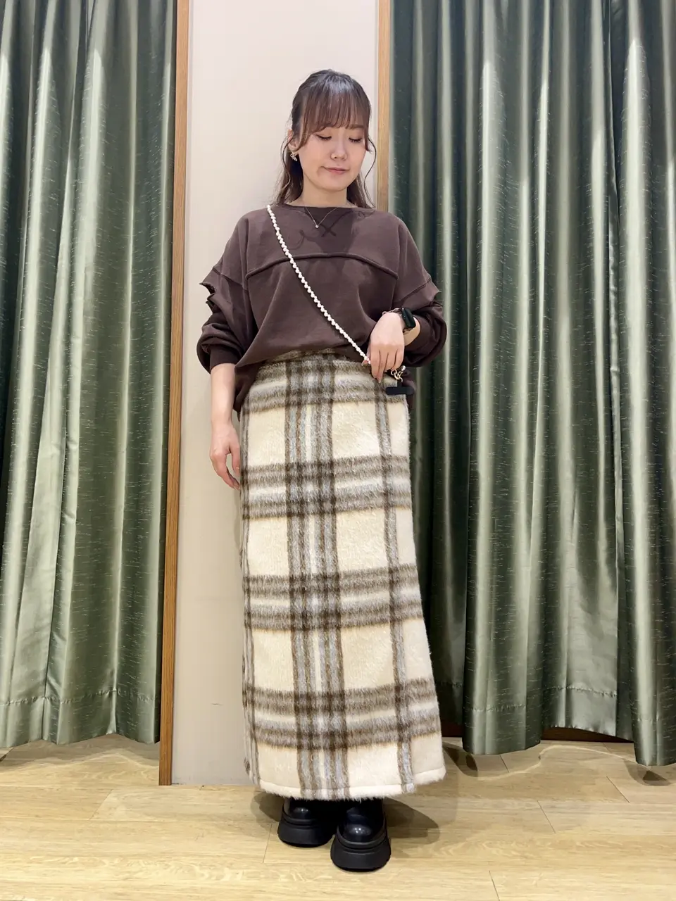 ラバットチェックスカート □WITH KURUMI NAKATA チェックラップスカート/Green Parks（グリーン