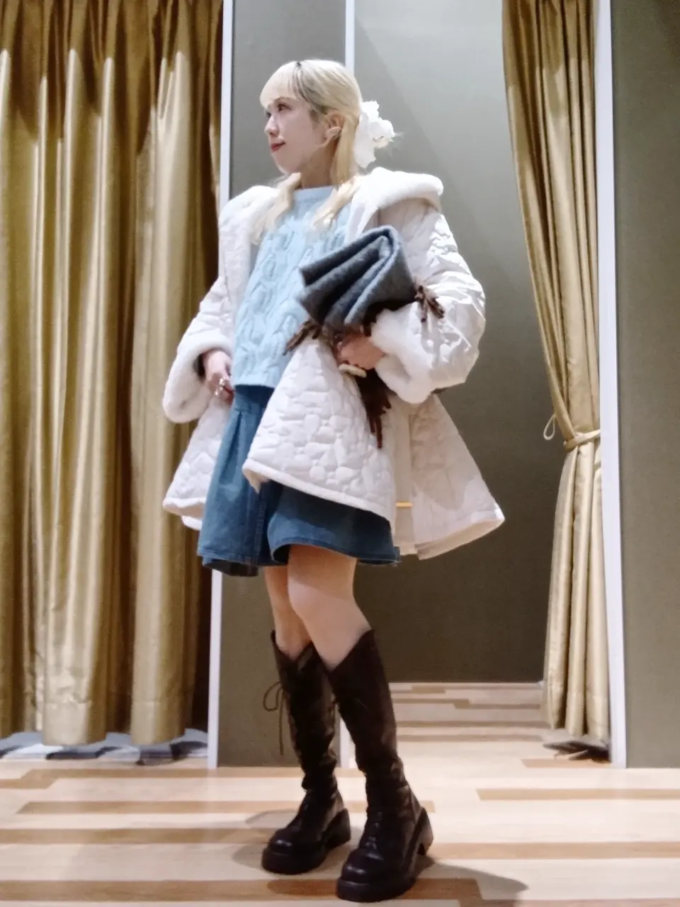 SUGAR SPOON W-ZIPデニムミニワンピ/Green Parks（グリーン パークス