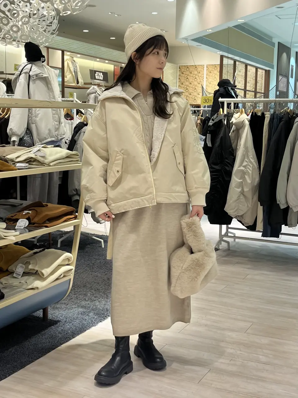 SET2点ケーブルベスト+ニットワンピース/Green Parks（グリーン