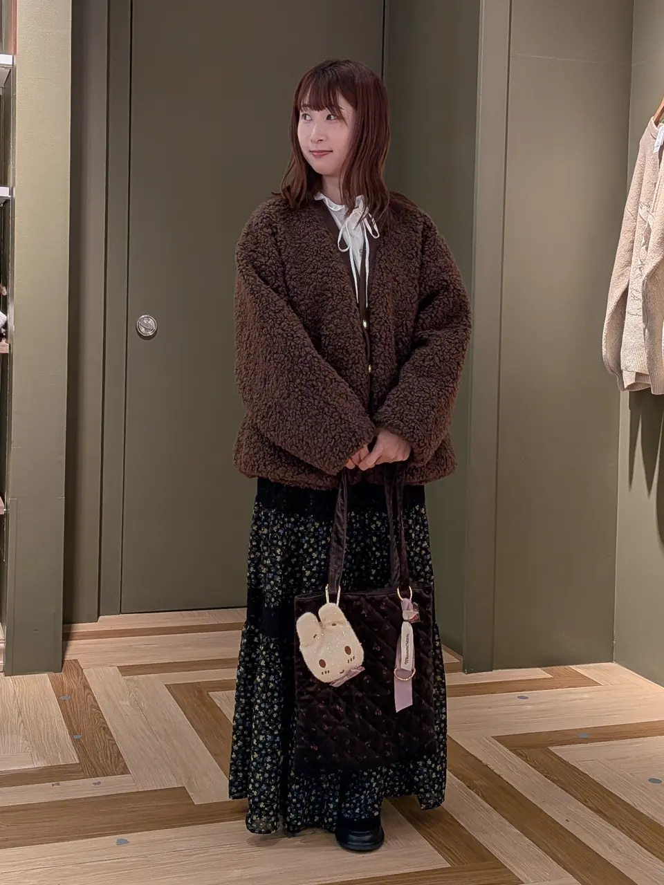 レースドッキング花柄ティアードスカート/Green Parks（グリーン