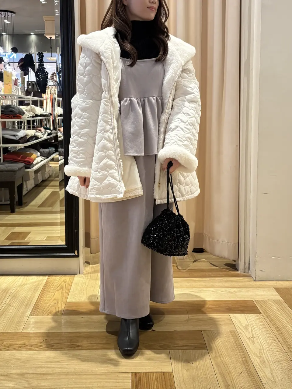 【NEW】グリーンパークス（Green Parks）/・swing by ハートキルトフレアコート swing by ハートキルトフレアコート/Green Parks（グリーン パークス