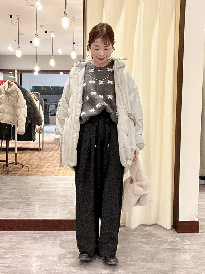 エスカーダ スポーツ ジュエリー柄 コットン ニット ブルゾン ゴルフ　叶姉妹 swing by リボンジャカードクルーニット/Green Parks（グリーン