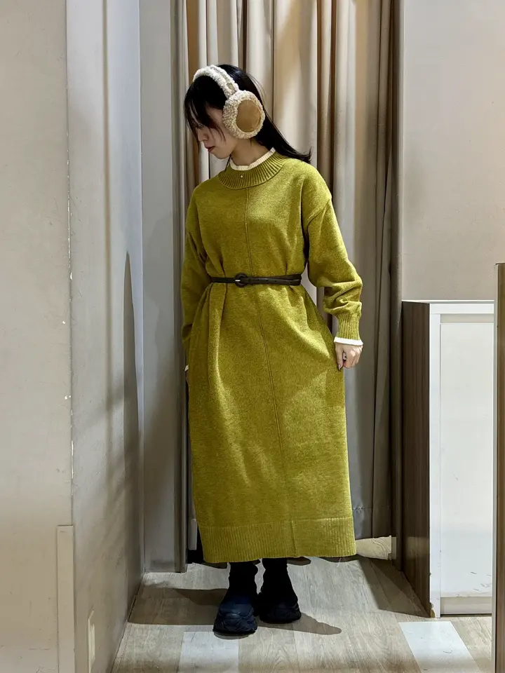 配色リラックスモールニットワンピース/Green Parks（グリーン