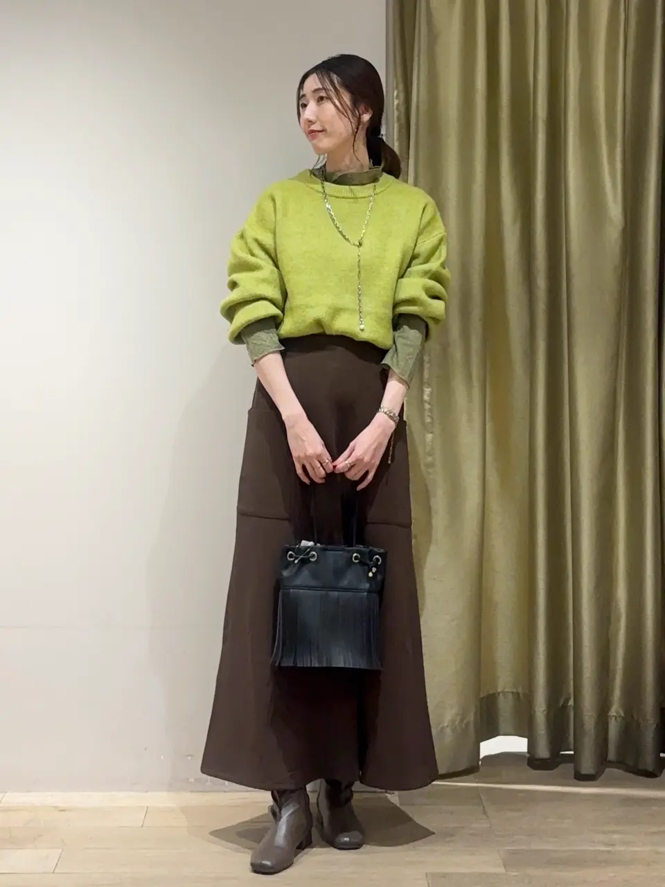 ELENCARE DUE サイドポケットフレアスカート/Green Parks（グリーン