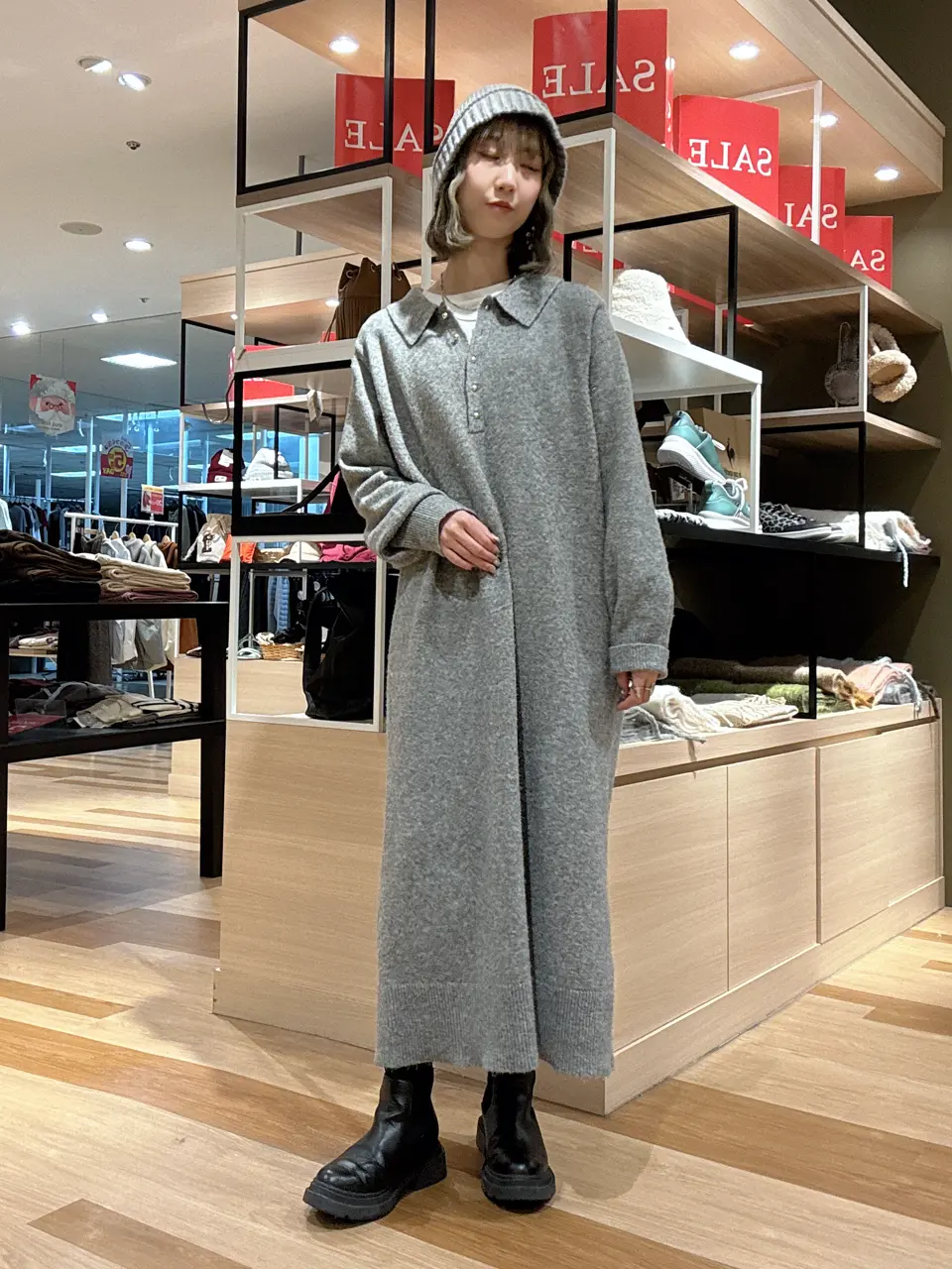 金釦ポロシャツニットワンピース/Green Parks（グリーン パークス）の