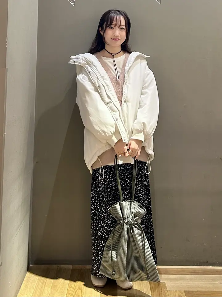 ロラライハリス♡カーキブラウンベロア♡刺繍のワンハンドル巾着バッグ