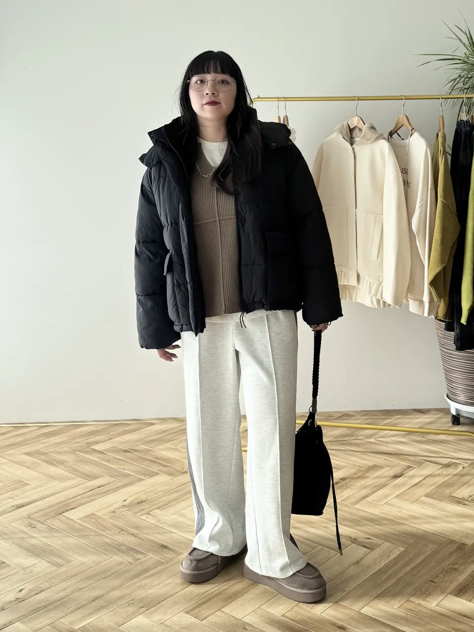 リブ切替Vネックニットプルオーバー/Green Parks（グリーン パークス