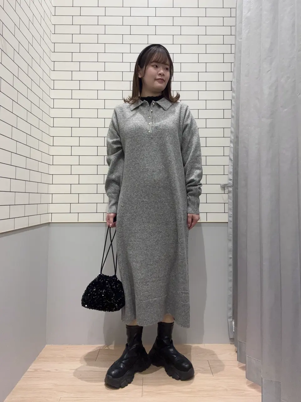 金釦ポロシャツニットワンピース/Green Parks（グリーン パークス）の
