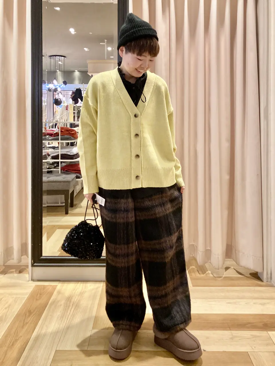 □WITH KURUMI NAKATA チェックコクーンパンツ/Green Parks（グリーン