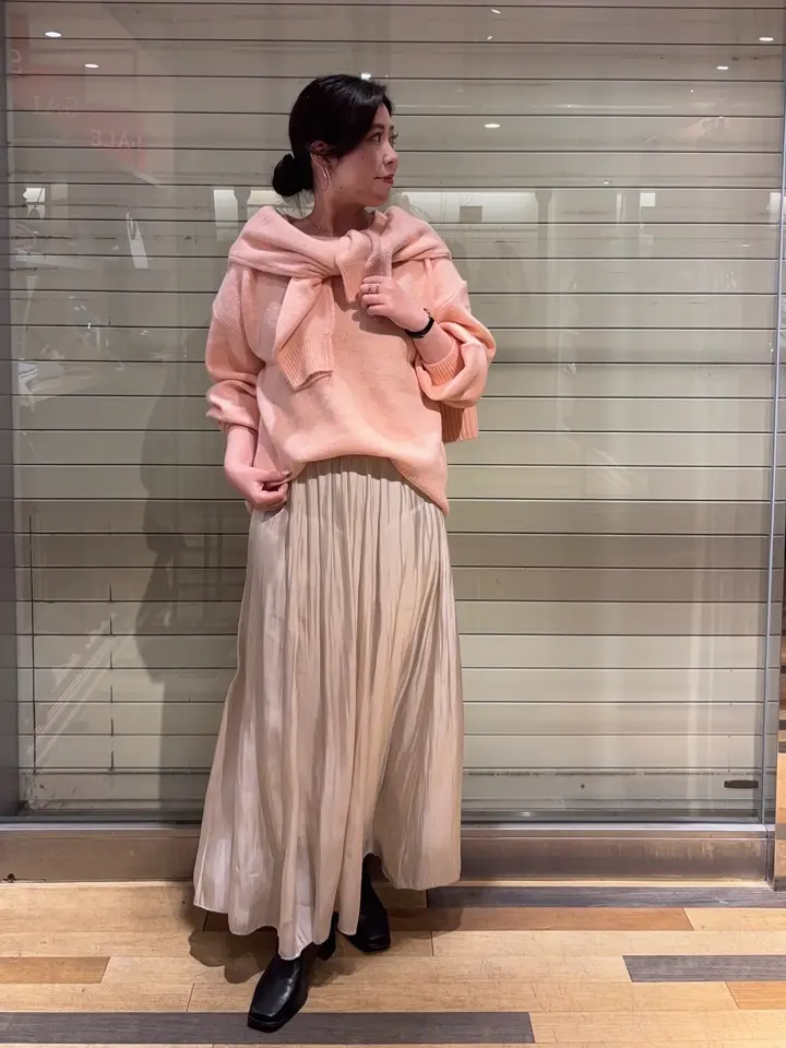 ピンク♡ロングスリーブパフニット♡ 8色展開・前後着用可】ウールカシミヤミックス パフスリーブ ニット