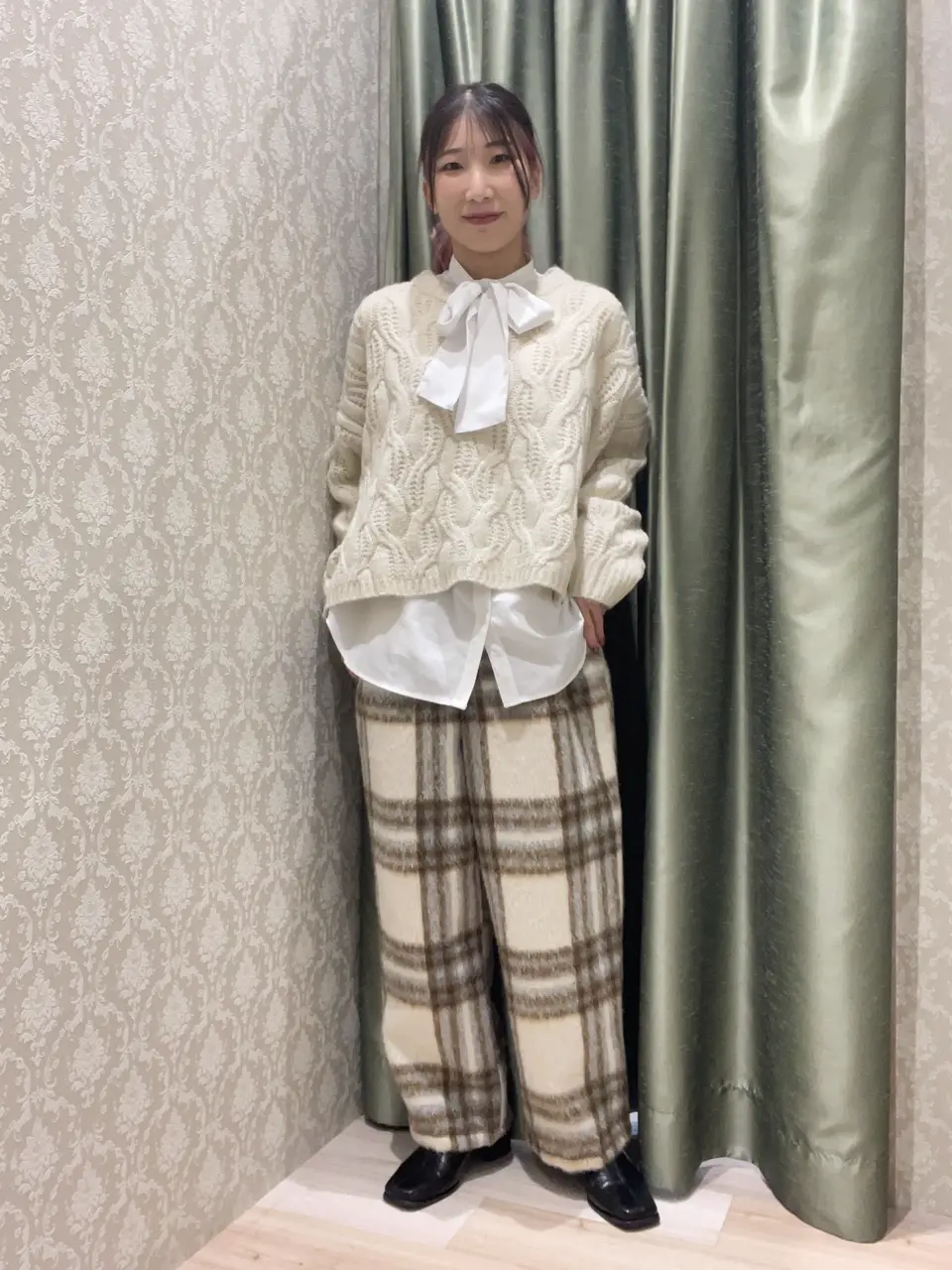 □WITH KURUMI NAKATA チェックコクーンパンツ/Green Parks（グリーン