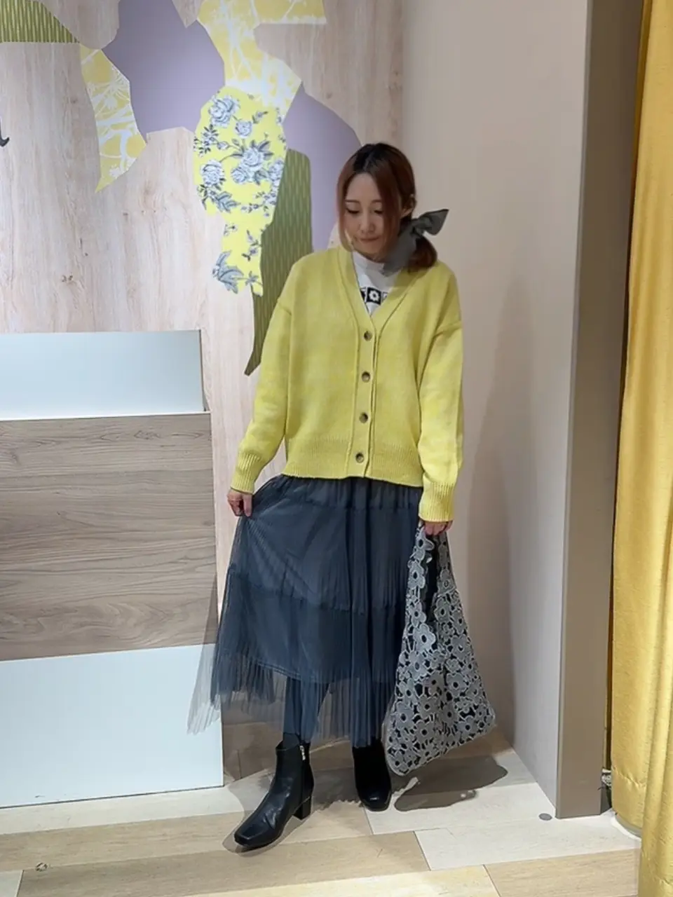 □WITH KURUMI NAKATA フラワーフロッキーロンT/Green Parks（グリーン