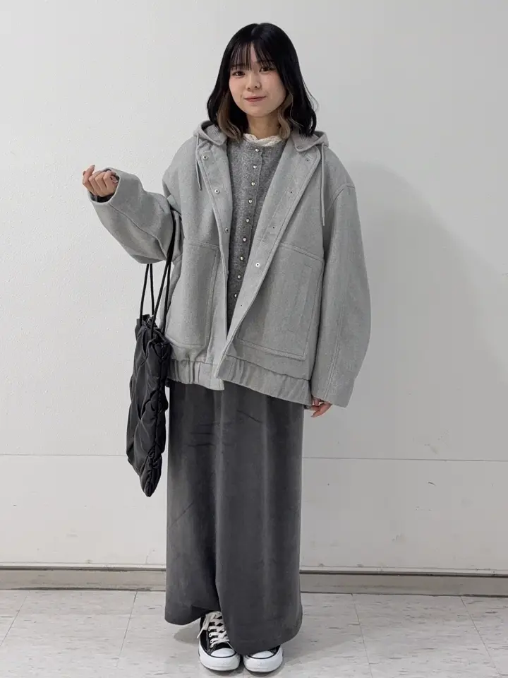 ニットフード付きウーリーブルゾン/Green Parks（グリーン パークス