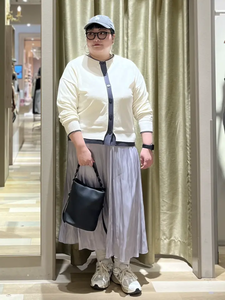 シャイニーサテンセルフプリーツギャザーフレアスカート/Green Parks