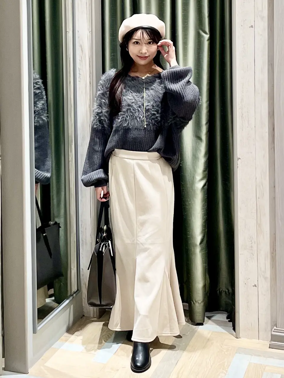 【マーメイド・リクエスト同時購入特割特価(1/2)青＋緑、各360ｇ】 ストレッチハイウエストマーメイドスカート(XS L.BLUE): スカート