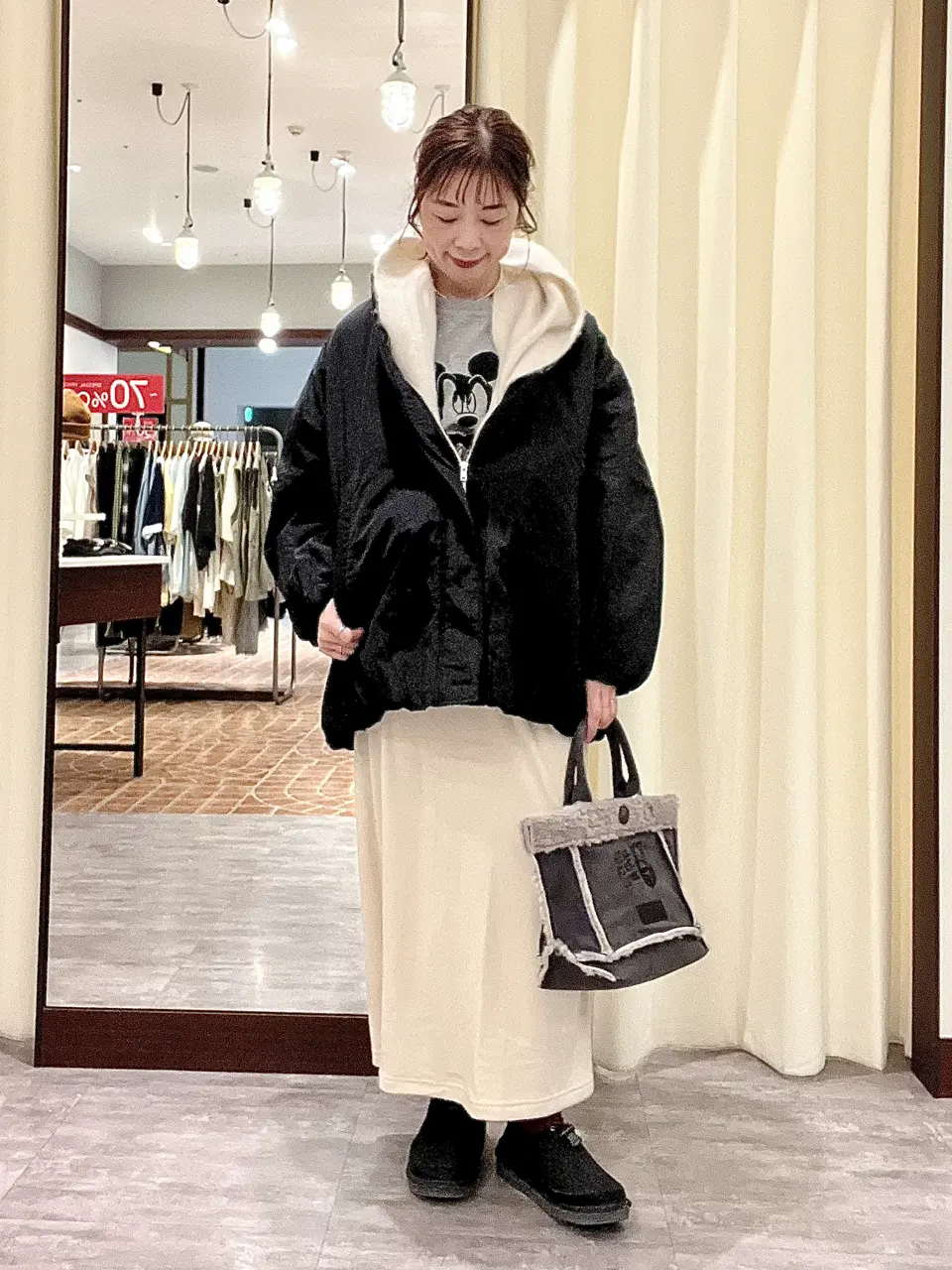 ぽかぽか裏起毛ベロアIラインスカート/Green Parks（グリーン パークス