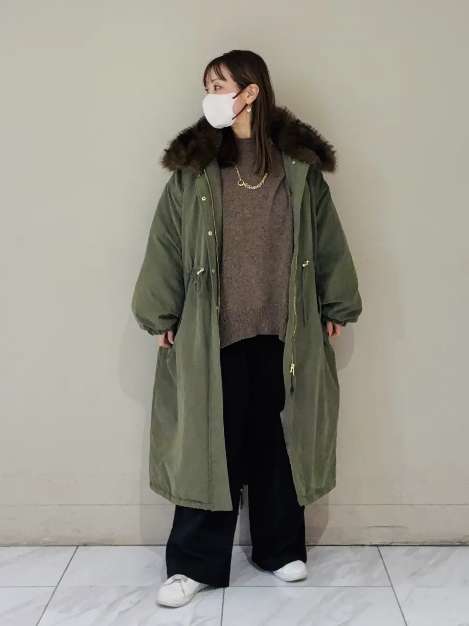 極美品♡ マックスアンドコー　モッズコート　グリーン　ボア　手洗い可　40 ELENCARE DUE 中綿モッズコート/Green Parks（グリーン パークス）の