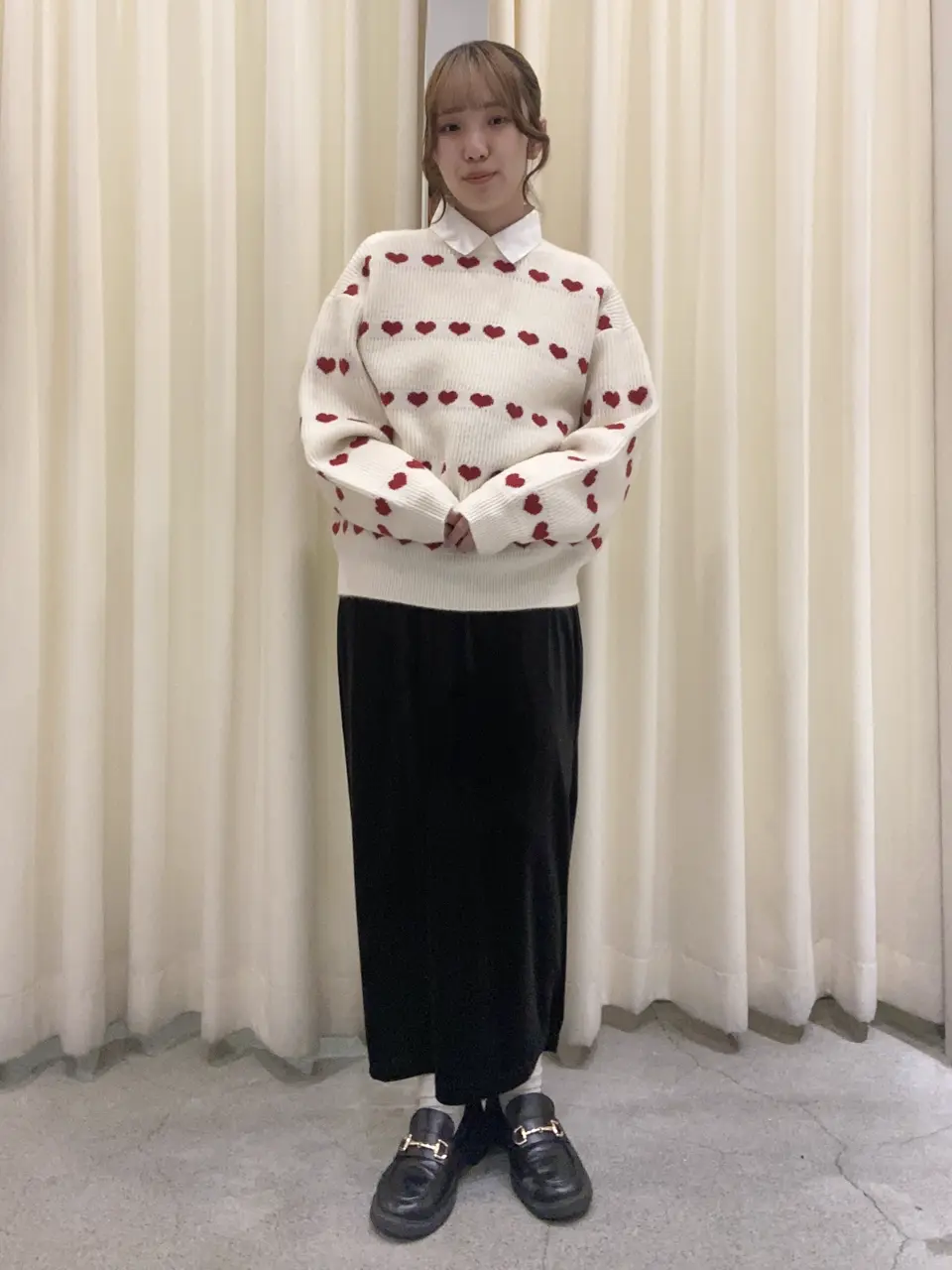 swing by ハートジャカードクルーニット/Green Parks（グリーン