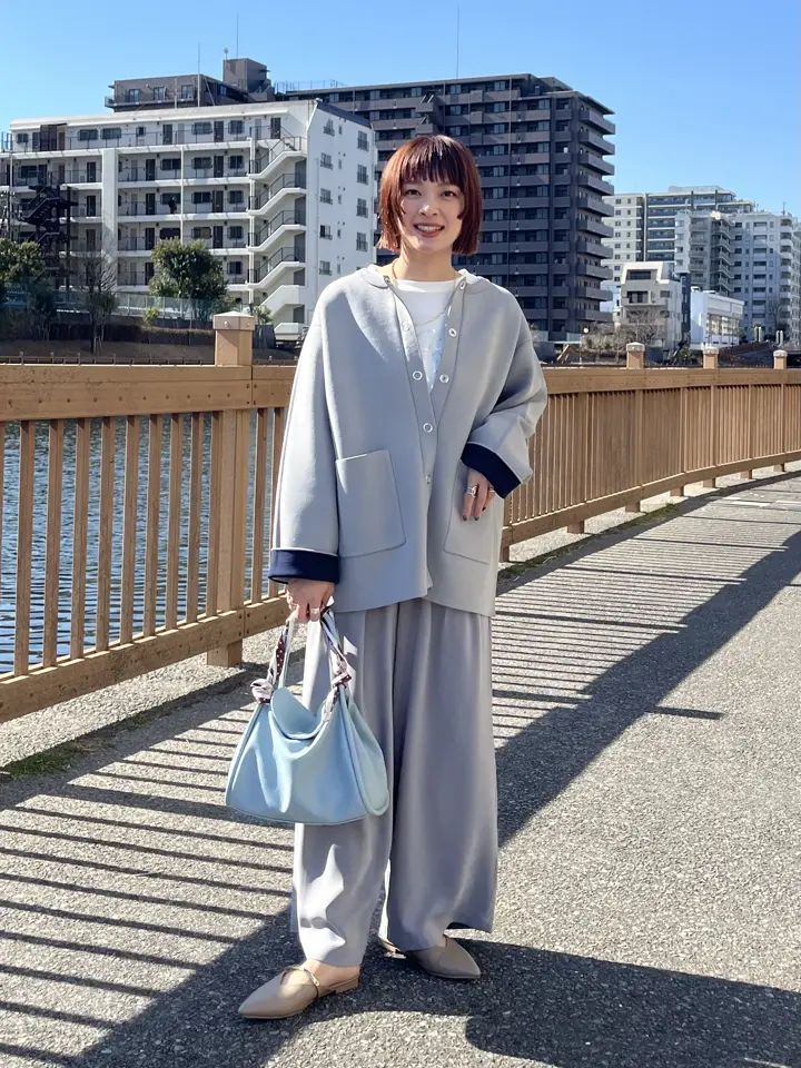 Green Parks  ニットコーディガン　L　
杢グレー Green Parks（グリーンパークス） カーディガン リングドットニット