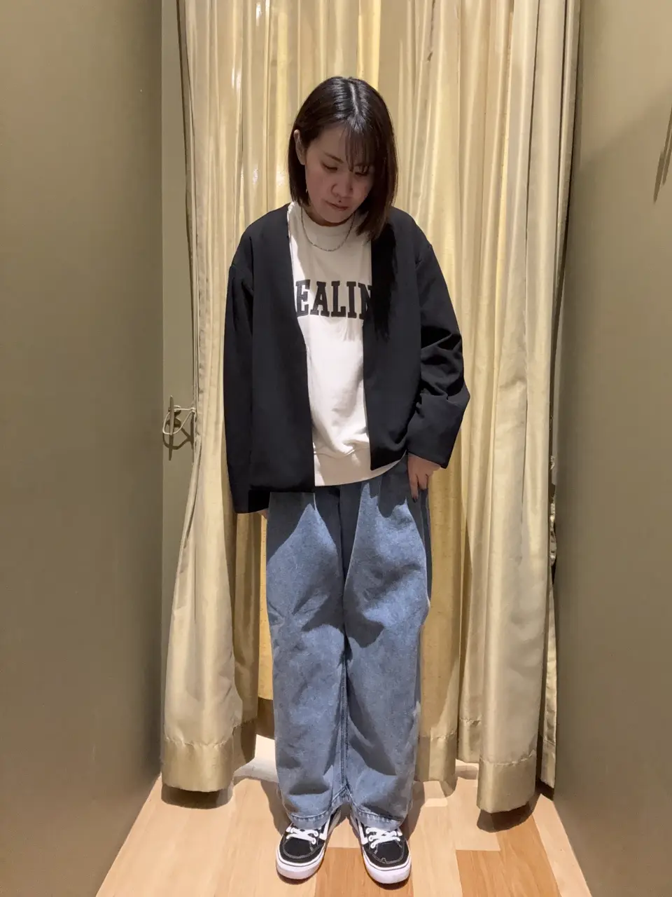 O.洗えてストレッチ ノーカラージャケット/Green Parks（グリーン