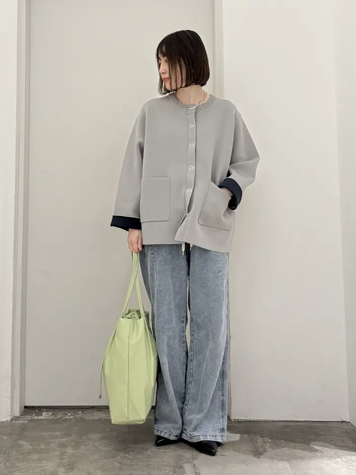 Green Parks  ニットコーディガン　L　
杢グレー Green Parks（グリーンパークス） カーディガン リングドットニット
