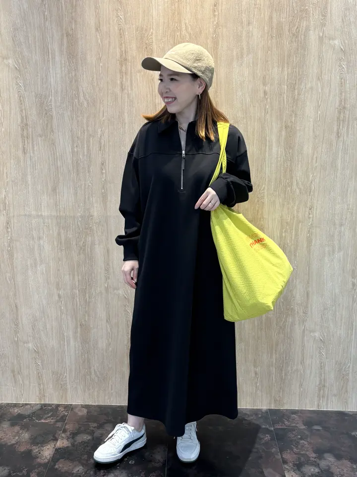 半袖 ハーフボタン ロング丈 ポロシャツワンピース ミントグリーン