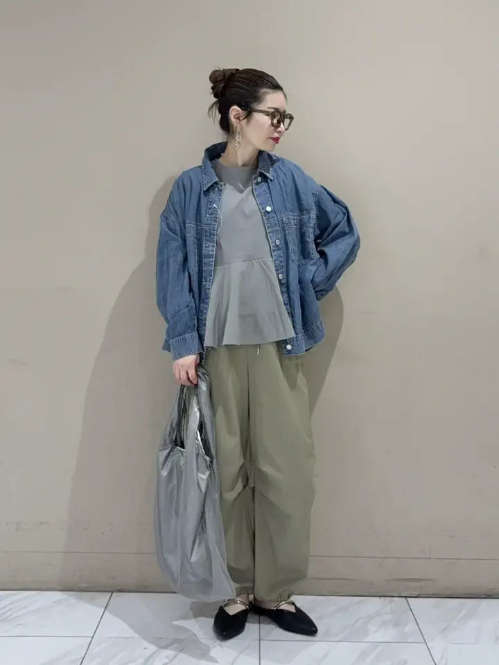 表面感サテンタックパンツ/Green Parks（グリーン パークス）のワイド
