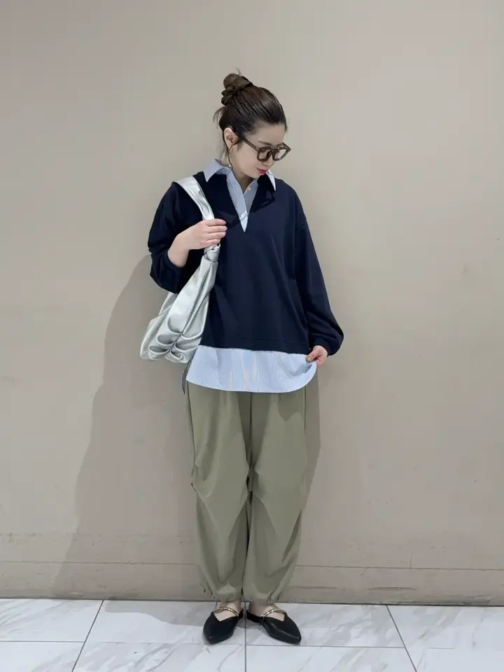 表面感サテンタックパンツ/Green Parks（グリーン パークス）のワイド