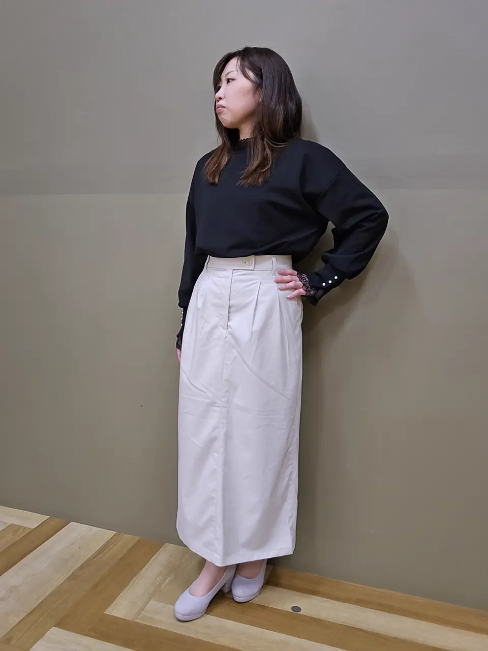 新品❤️CPG スリット入りグリーンスカート ZIPスリットタイトスカート