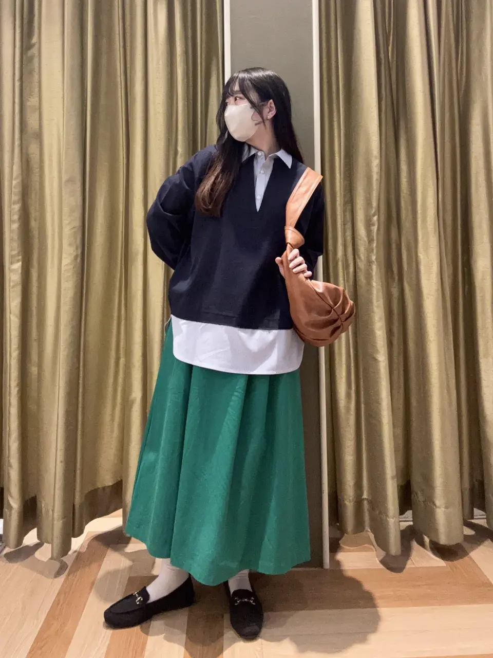 綿混やわらかタッチタックスカート/Green Parks(グリーン パークス 綿混やわらかタッチタックスカート/Green Parks(グリーン パークス